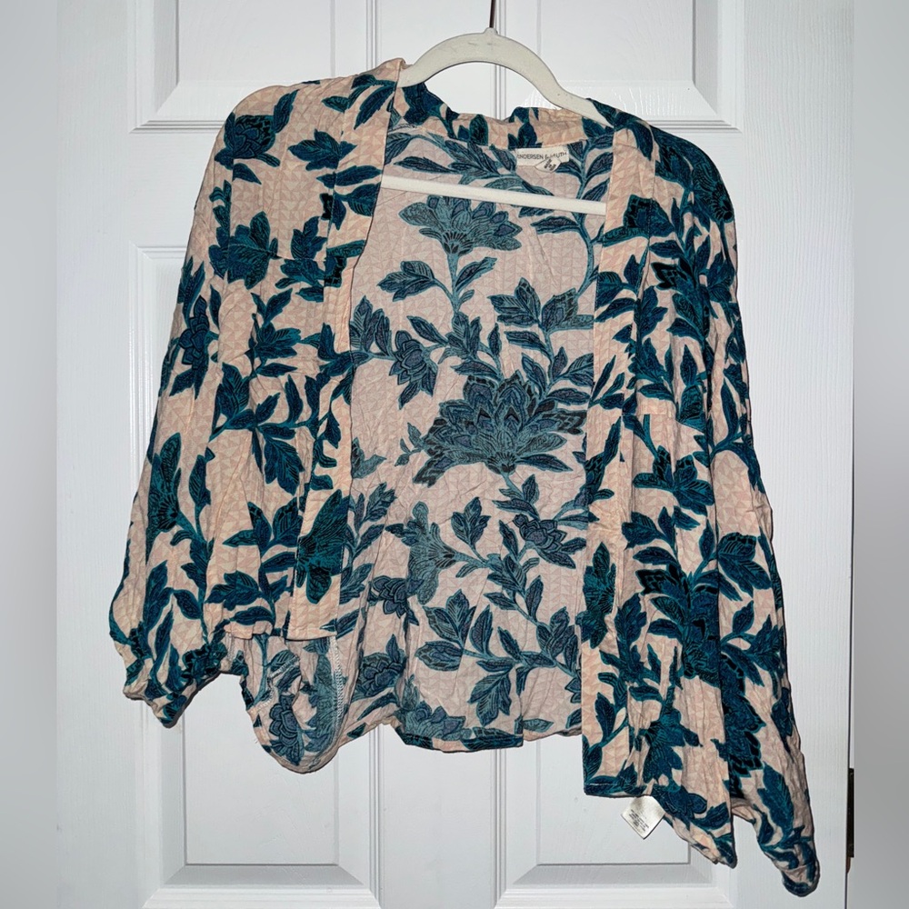 Green and pink Floral Patterned over-shirt- cropped